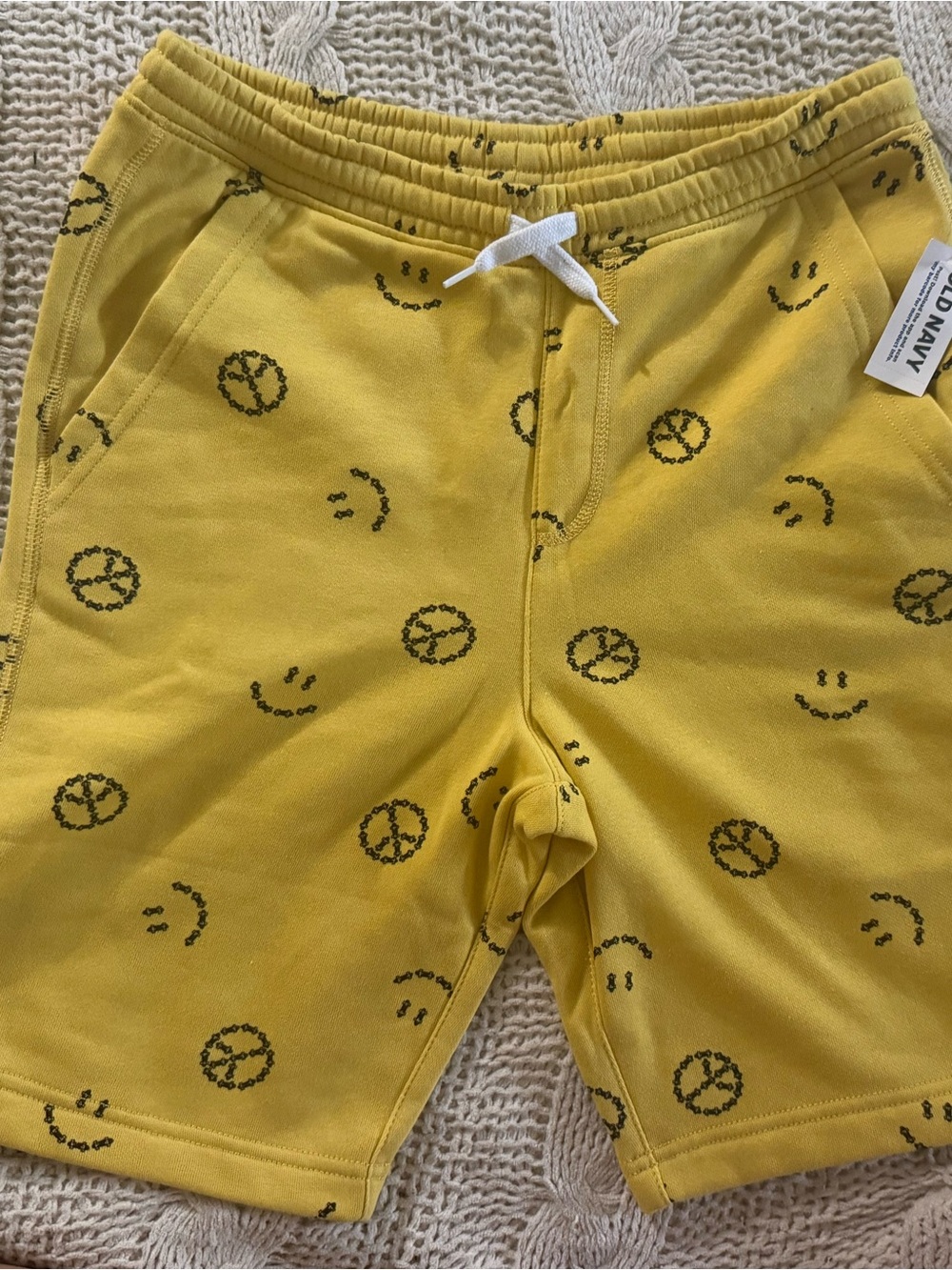 Old Navy Yellow Boys' Smiley & Peace Sign Cotton Shorts
